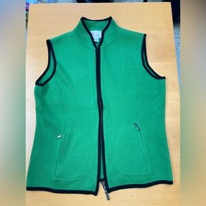 Neve Designs Vintage Green Wool Zip-Up Vest, XL